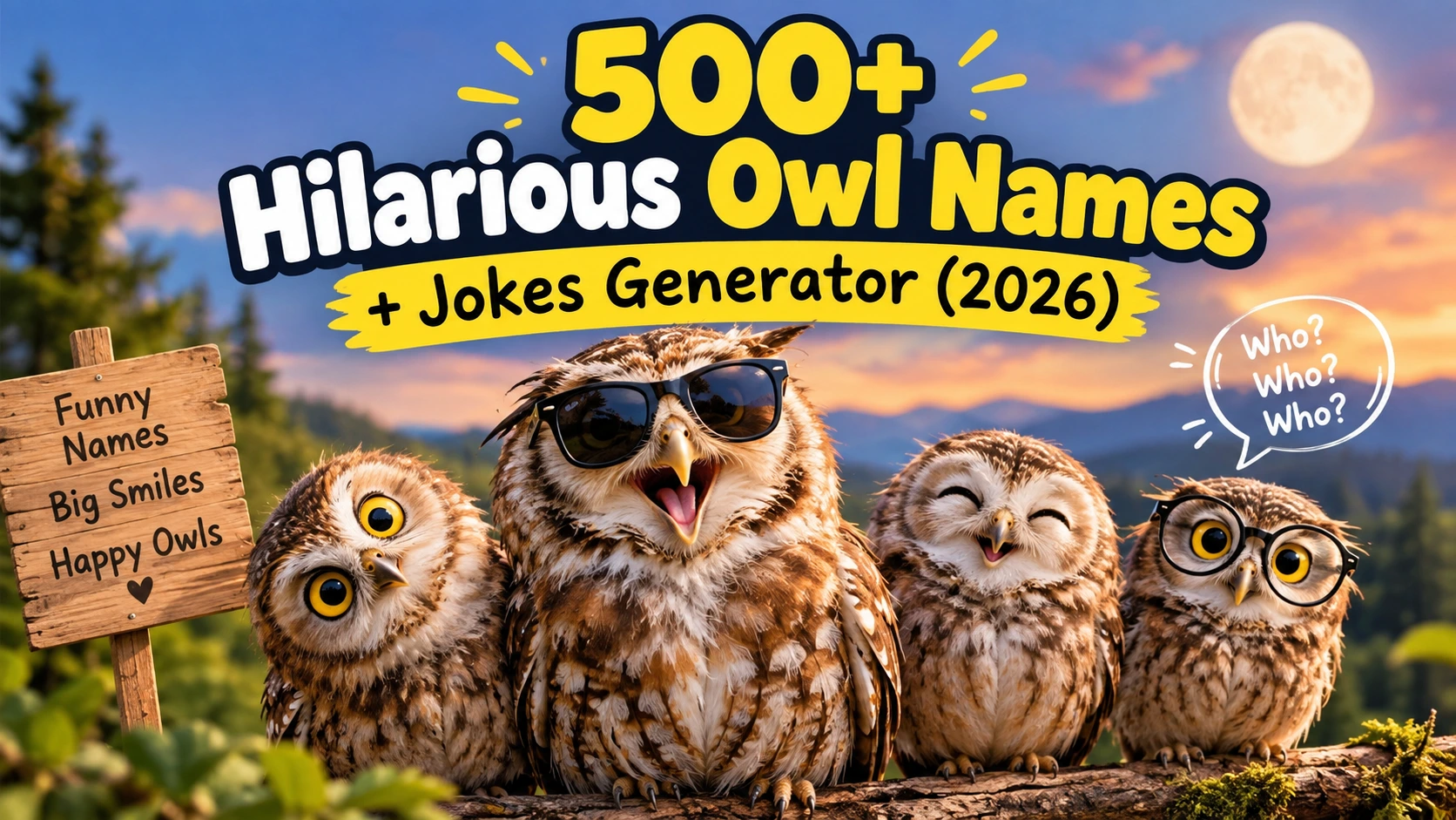 Hilarious Owl Names + Jokes Generator