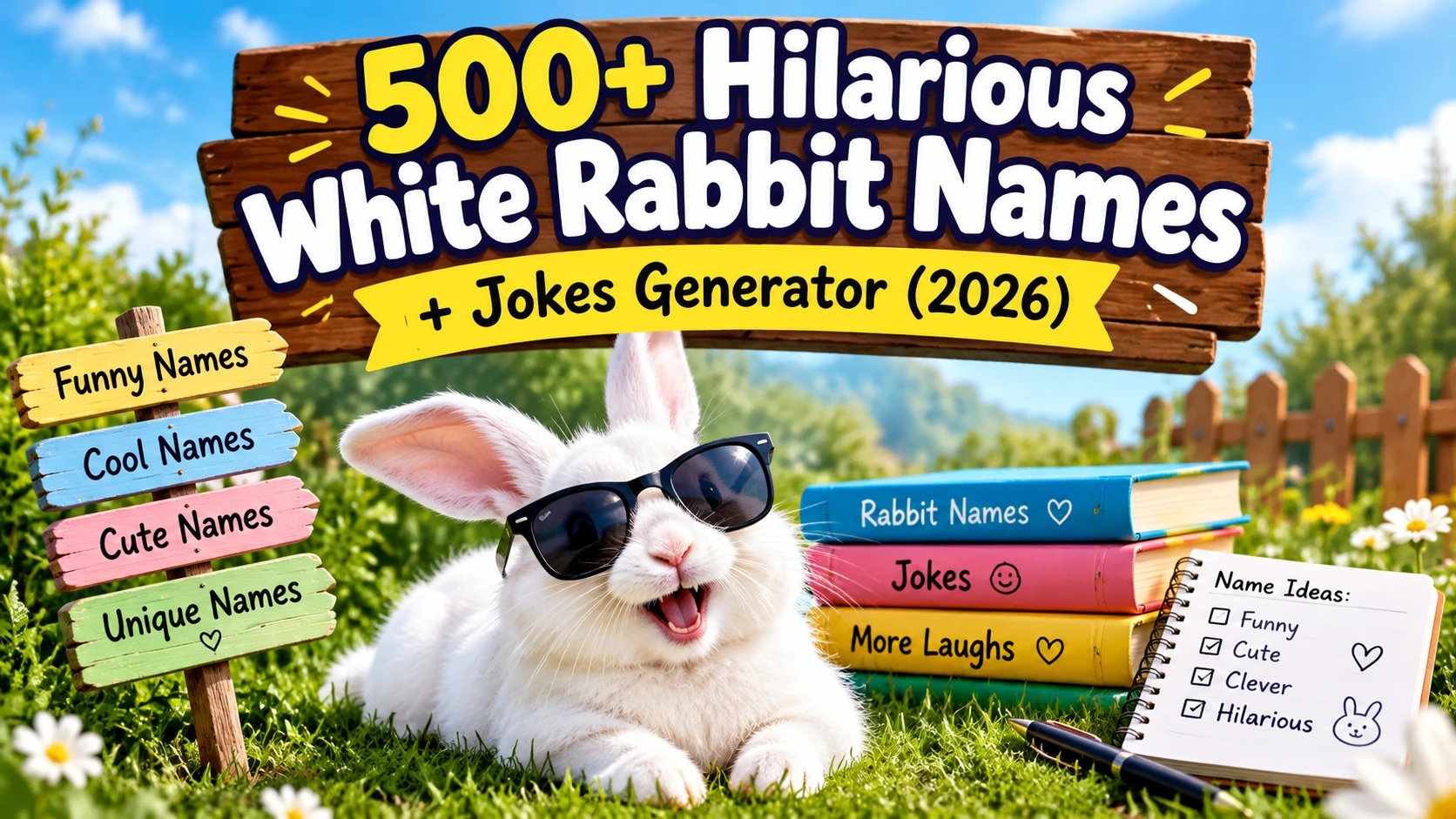 Hilarious White Rabbit Names + Jokes Generator
